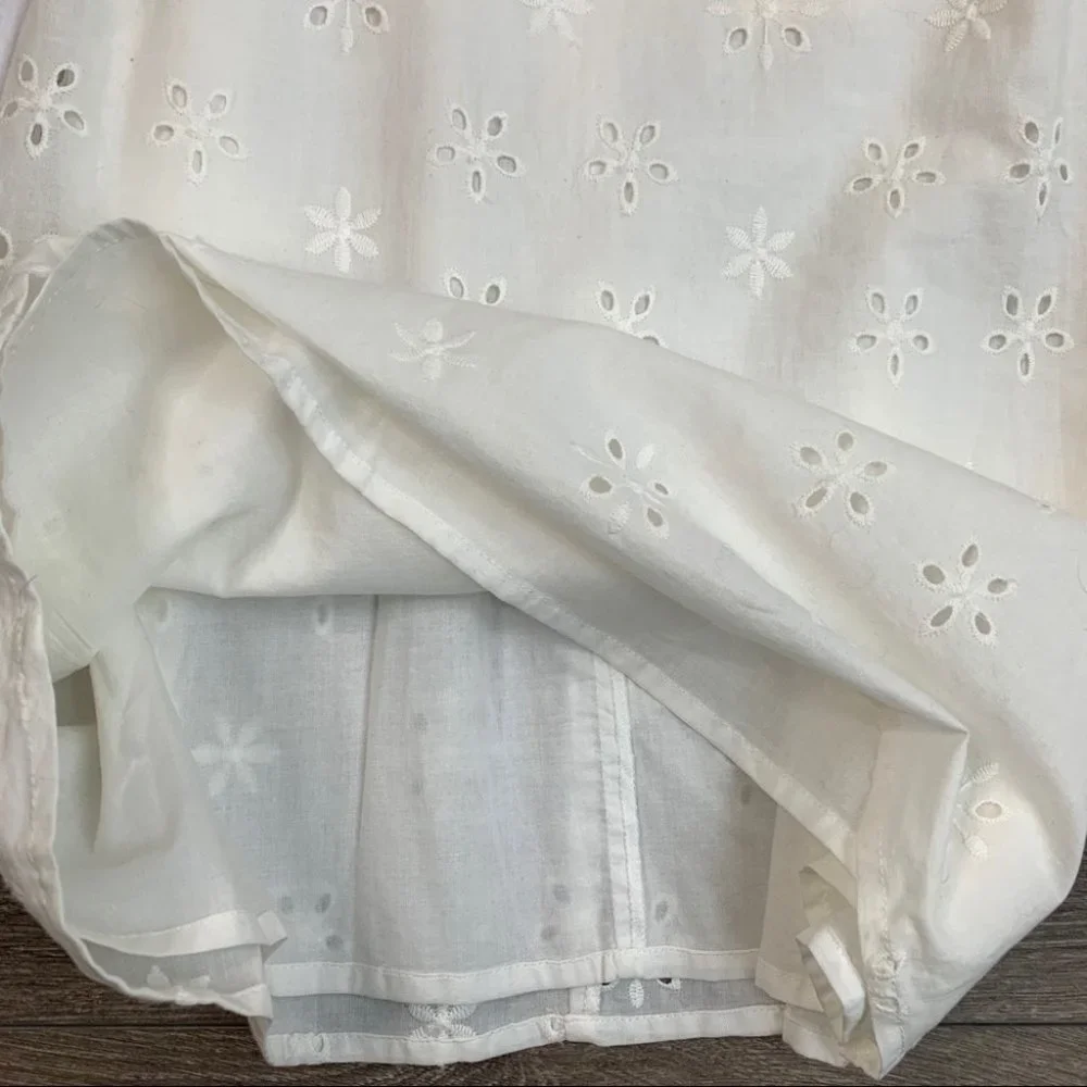 For Love & Lemons Vera Eyelet Ruffle Lace Mini Dress White Size Small - Picture 10 of 16